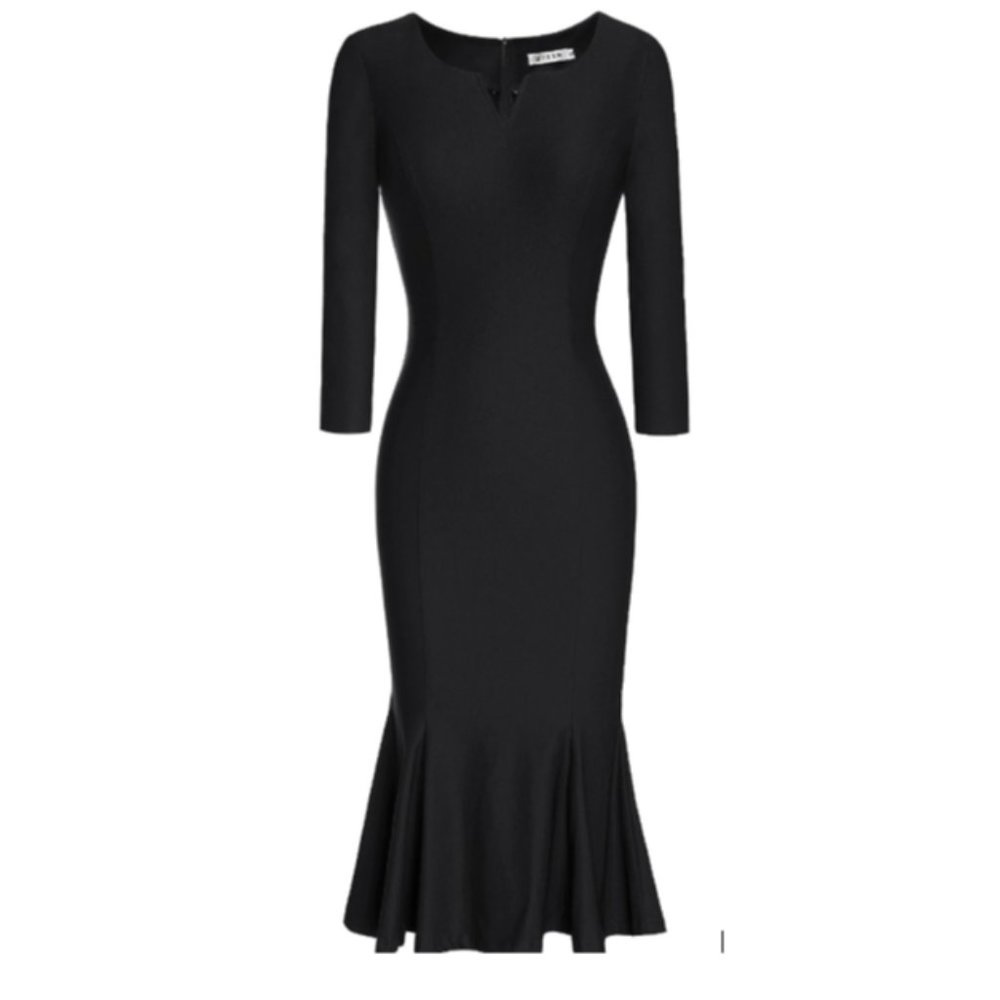 MUXXN Woman's Vintage Notched Neck, Below Knee Party Mermaid Dress
